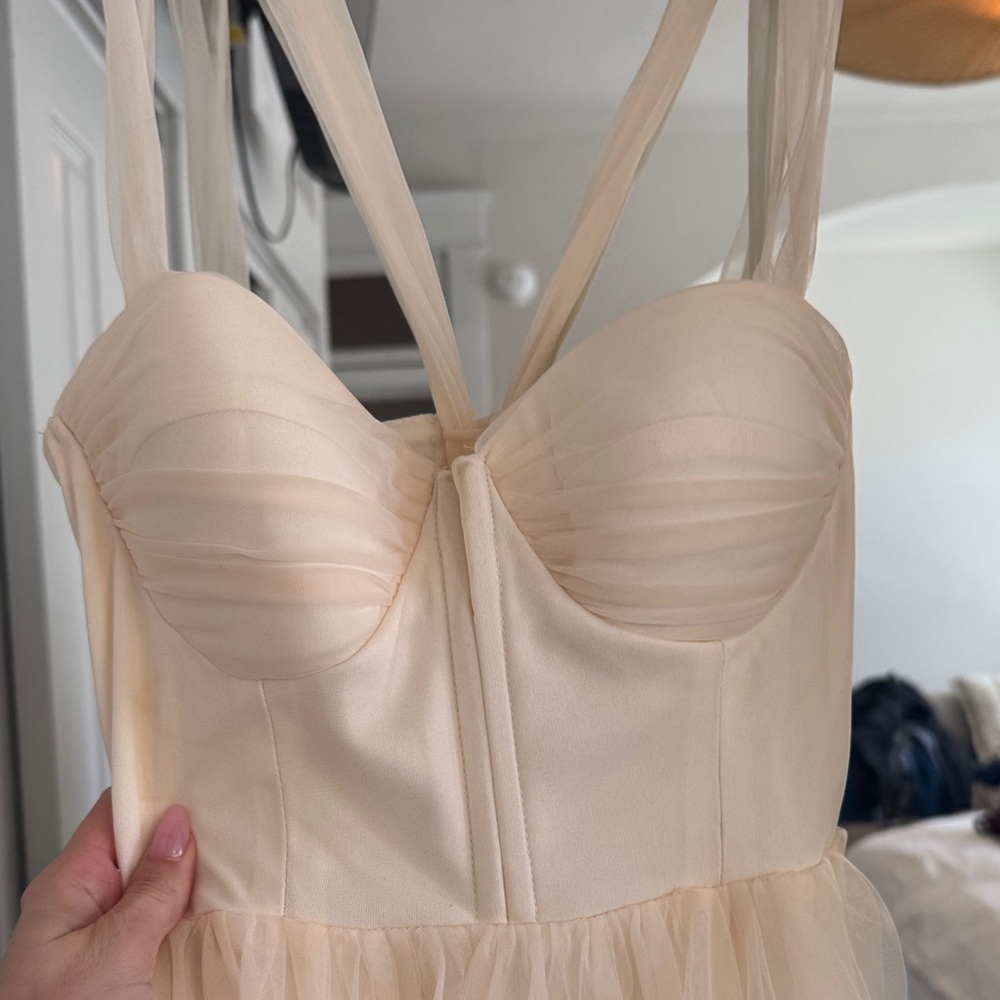 Hello Molly Cream Tulle Strappy Maxi Gown - Picture 2 of 6